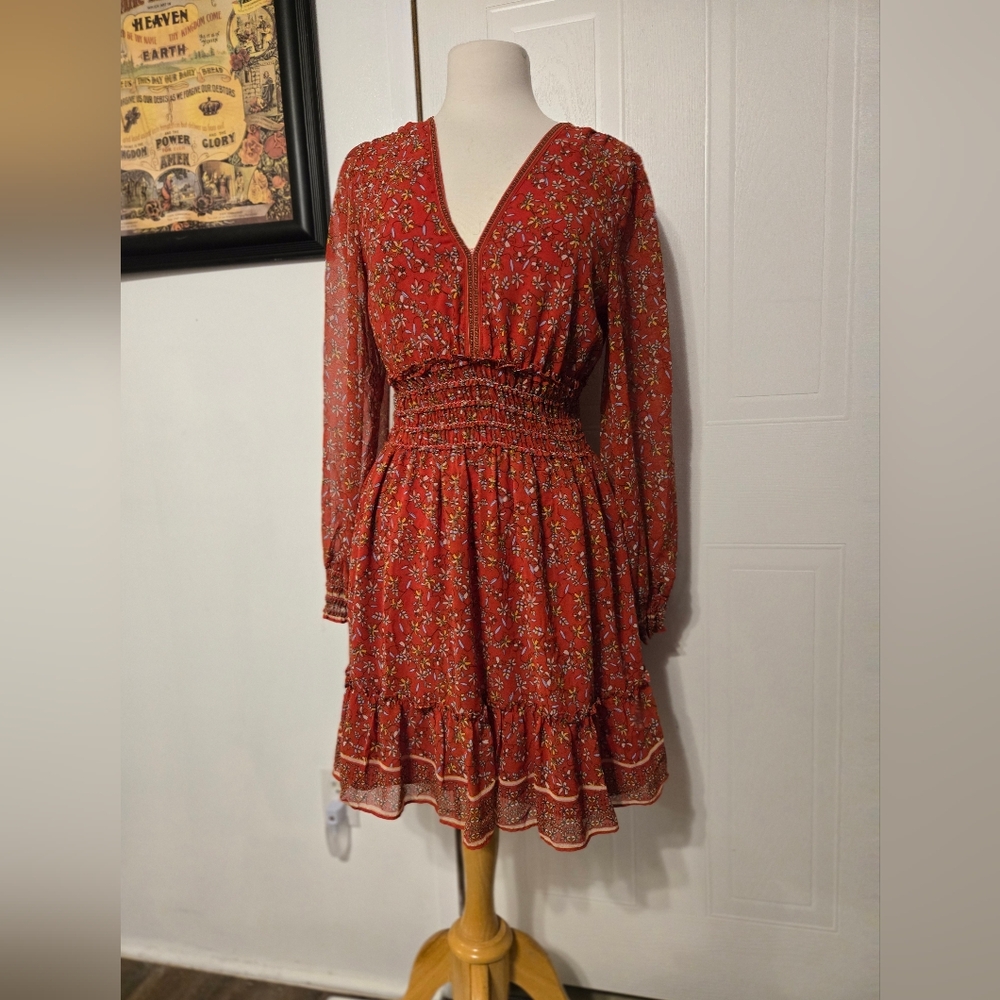 Max Studio Floral Red  Dress. 321 - Picture 3 of 6